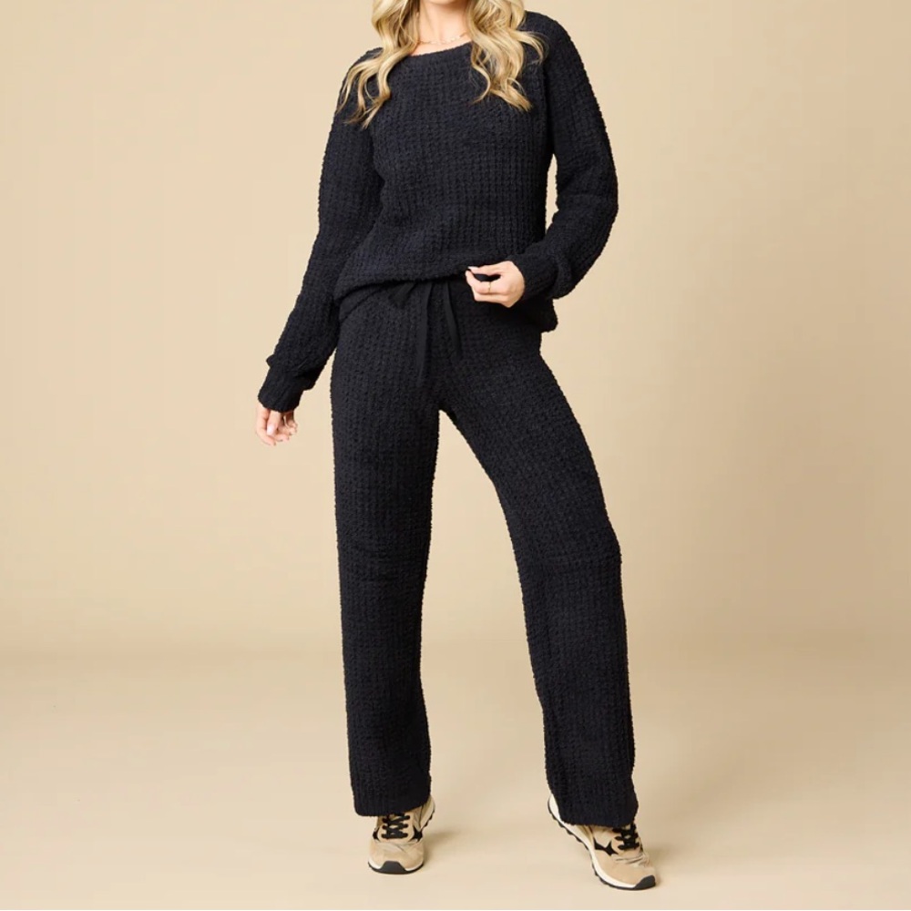 Softies Black Waffle Marshmallow Luxe Lounge Pants XS Loungewear CozyCore